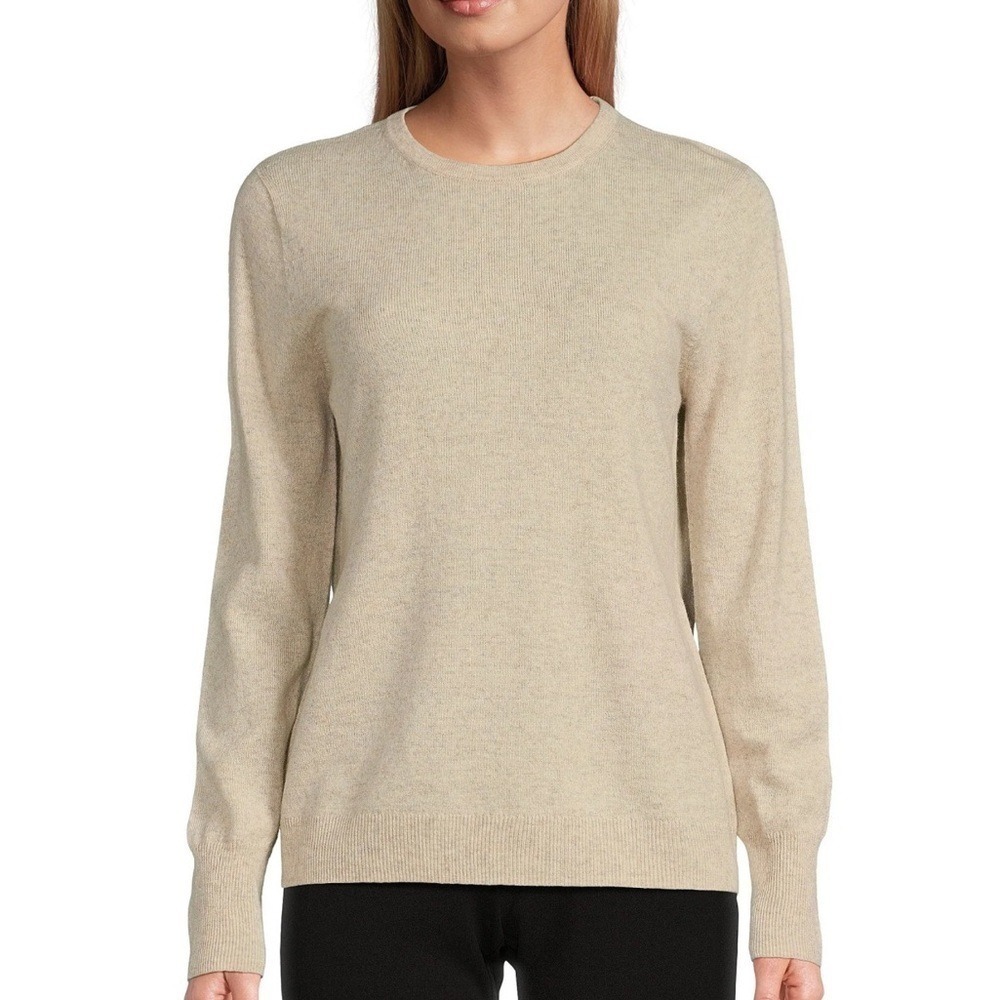 Investments Oatmeal Wool Cashmere Blend Crewneck Sweater Quiet Luxury XL NEW
